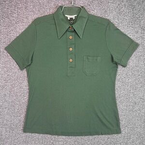 Sears Polo Shirt Mens M Green Retro Casual‎ Vintage 70s Perma-Prest Knit Pocket